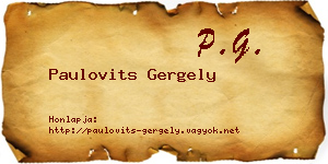 Paulovits Gergely névjegykártya